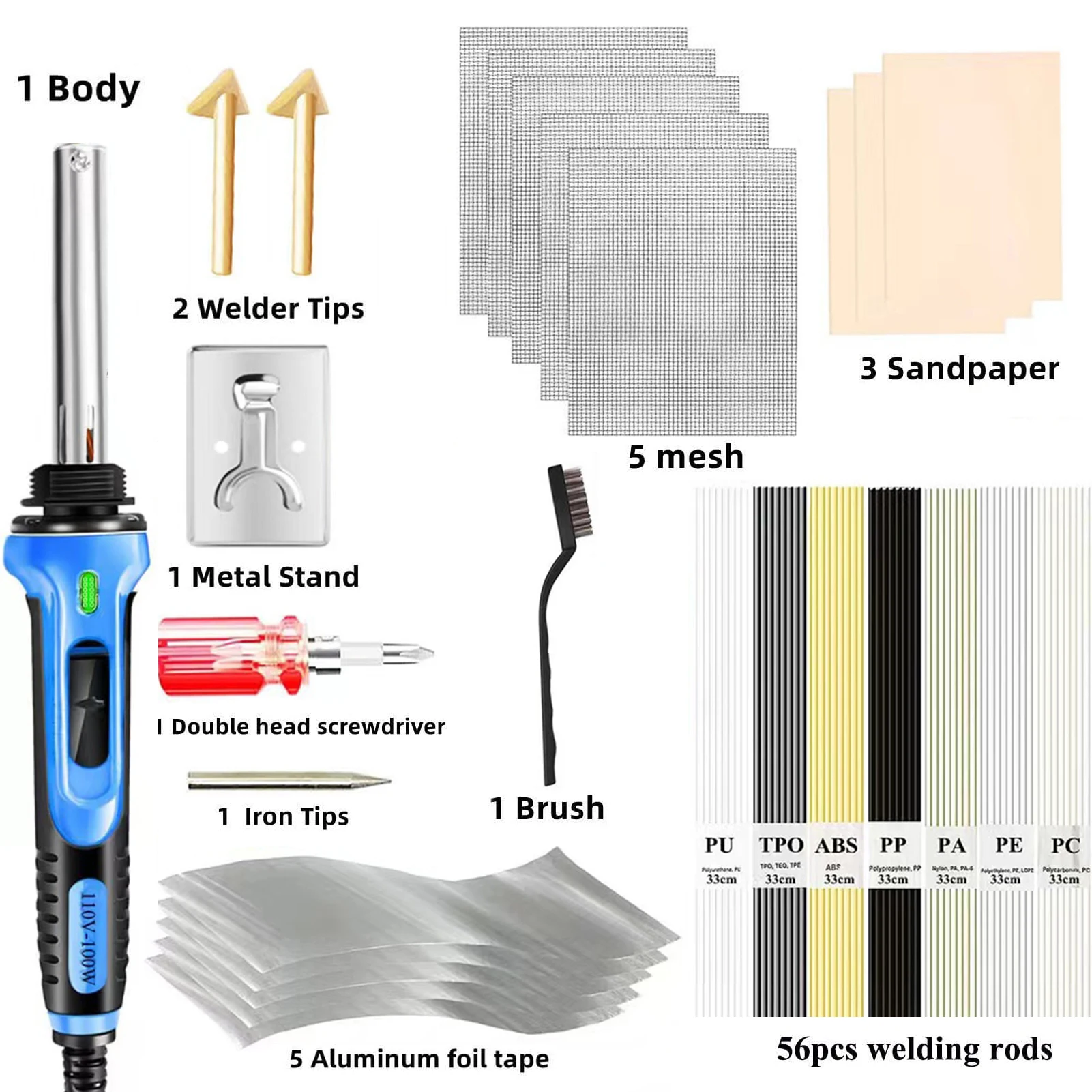 

3-Speed Temperature Control Soldering Iron Gun 100W Plastic Welding kit 2-in-1 Plastic Welder & Soldering Iron Gun For Bumper