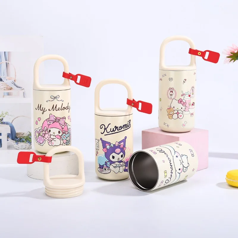 كارتون سانريو هالو كيتي كوب معزول من الفولاذ المقاوم للصدأ كاواي كورومي كوب قهوة محمول سينامورول زجاجة مياه للأطفال #2