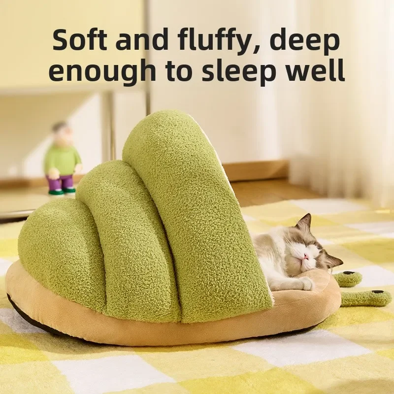 New Autumn and Winter Warm Cat Nest Snail Slipper Nest Semi-closed Nest Small and Medium-sized Dog Kennel