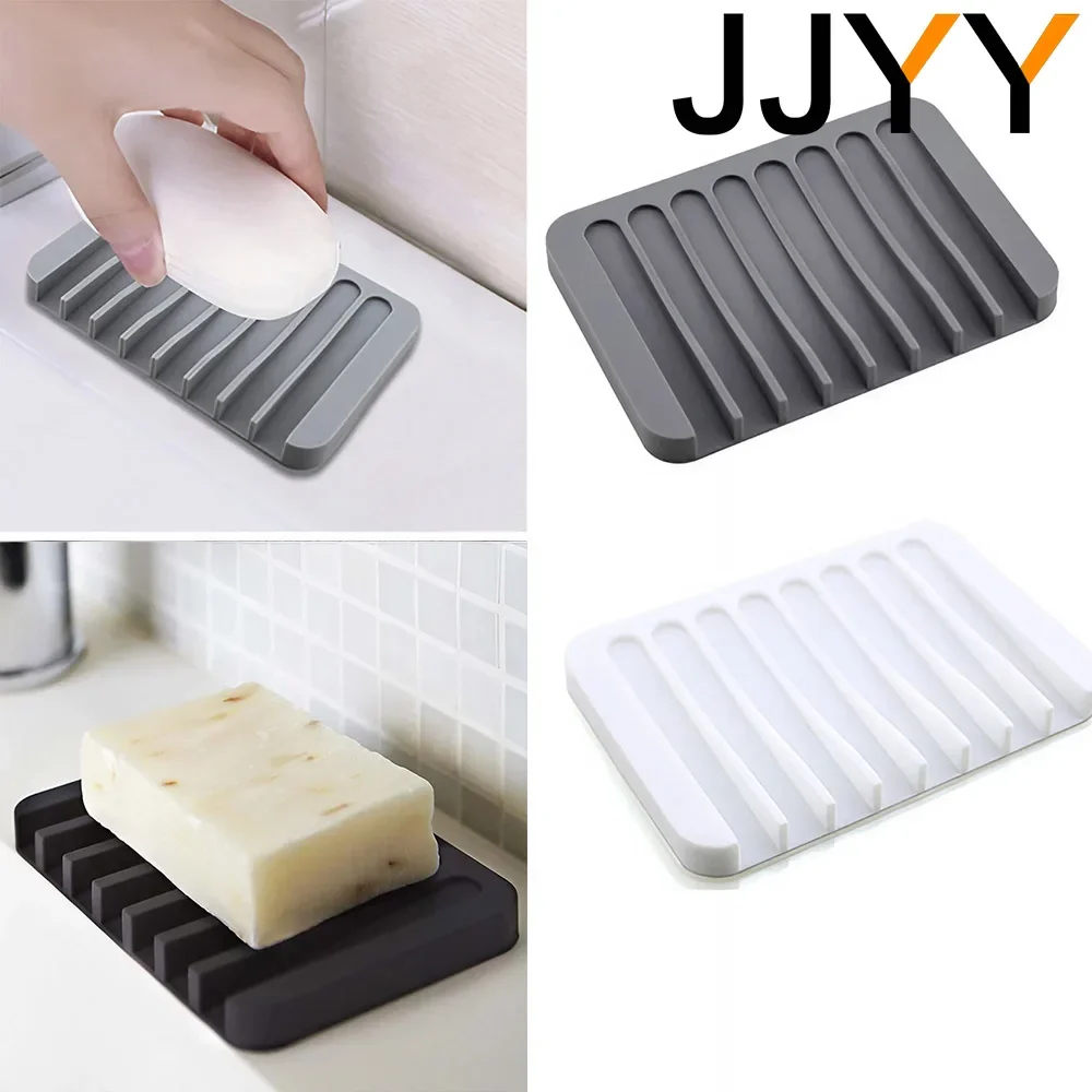 Silicone Soap Dish Storage Rack Soap Box Soap Tray Shower Soap Rack Drain Kitchen Sink Sponge Rack Bathroom Accessories