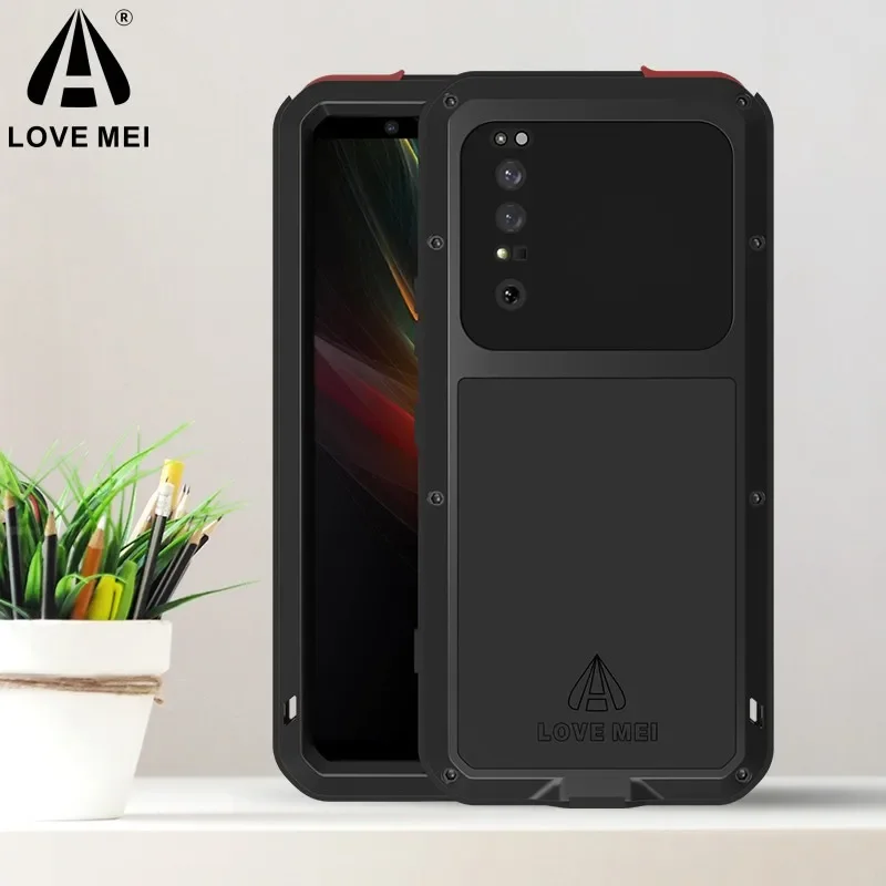 

Чехол для телефона Love Mei для Sony Xperia 1 10 II, силиконовый металлический защитный чехол военного класса, противоударный пылезащитный чехол