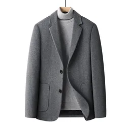 P1018 autumn and winter new men's Korean version of slim wool groom suit men's woolen coat