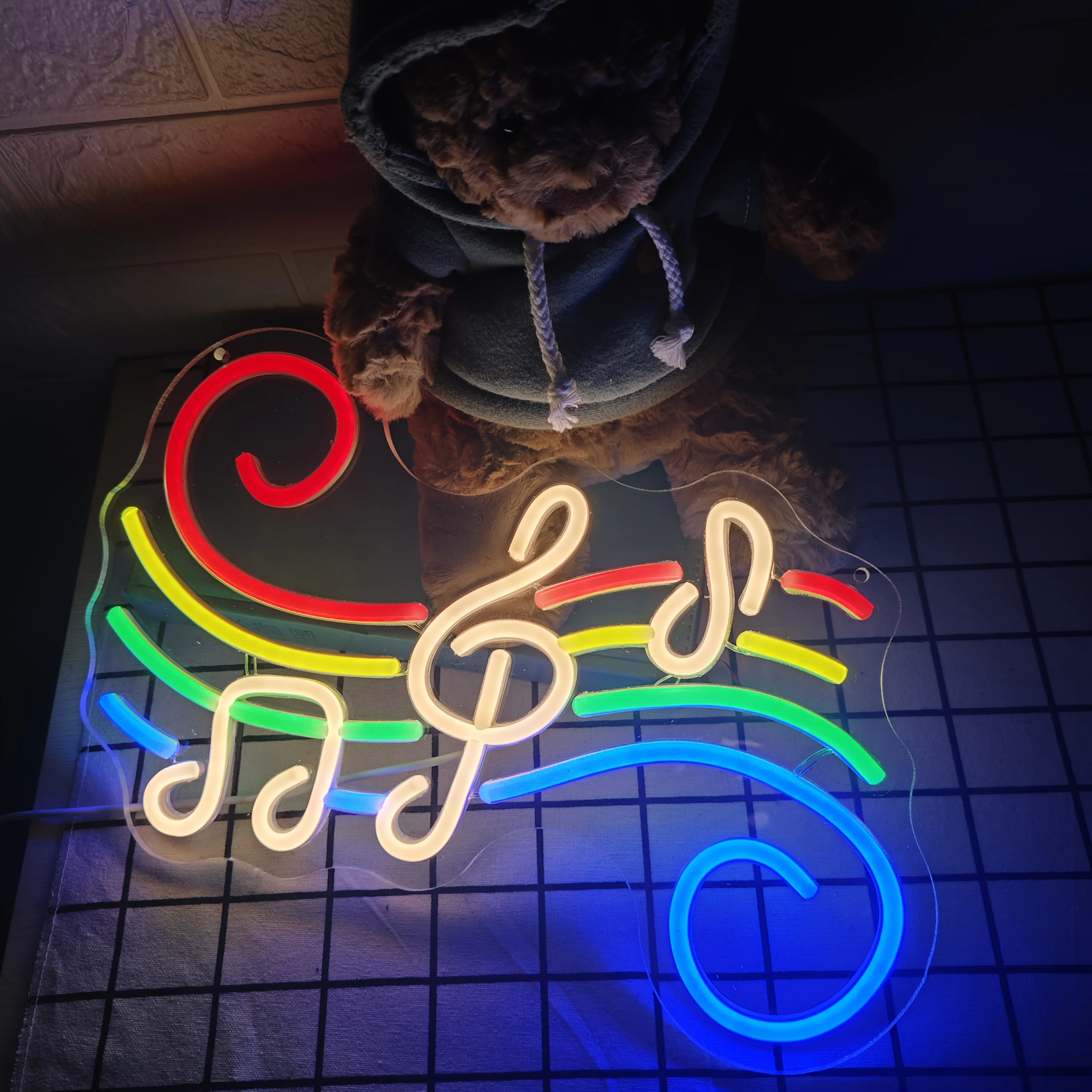 ملاحظة موسيقية LED النيون الموسيقى ضوء النيون USB بالطاقة عكس الضوء لشريط غرفة نوم حفلة رجل الكهف حفلة عيد ميلاد جدار ديكور هدية