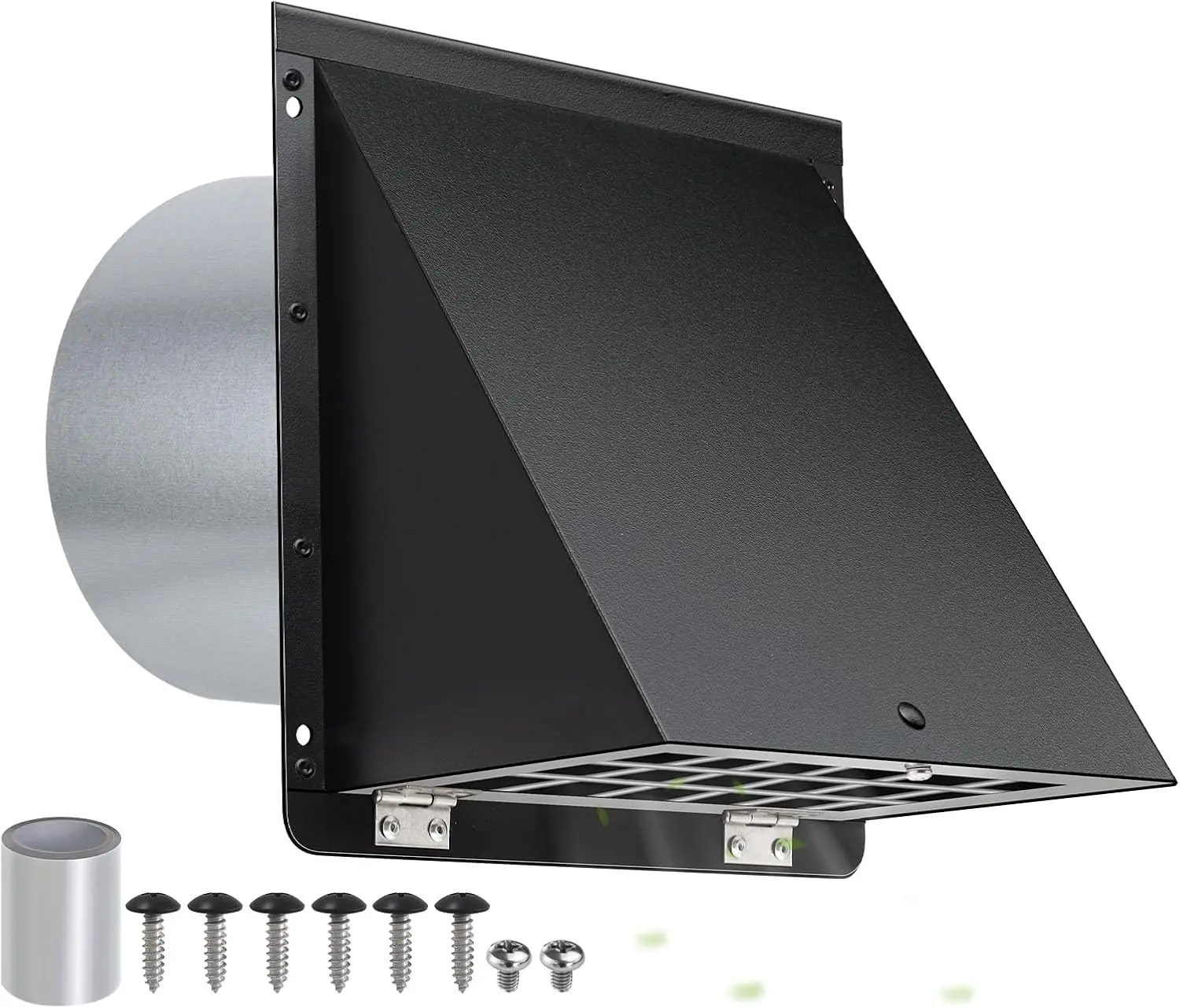 

6 Inch Hooded Wall Vent with Mesh and Damper, Exhaust Cover for Kitchen Range Hood/Bathroom/Laundry, Galvanized Steel Black