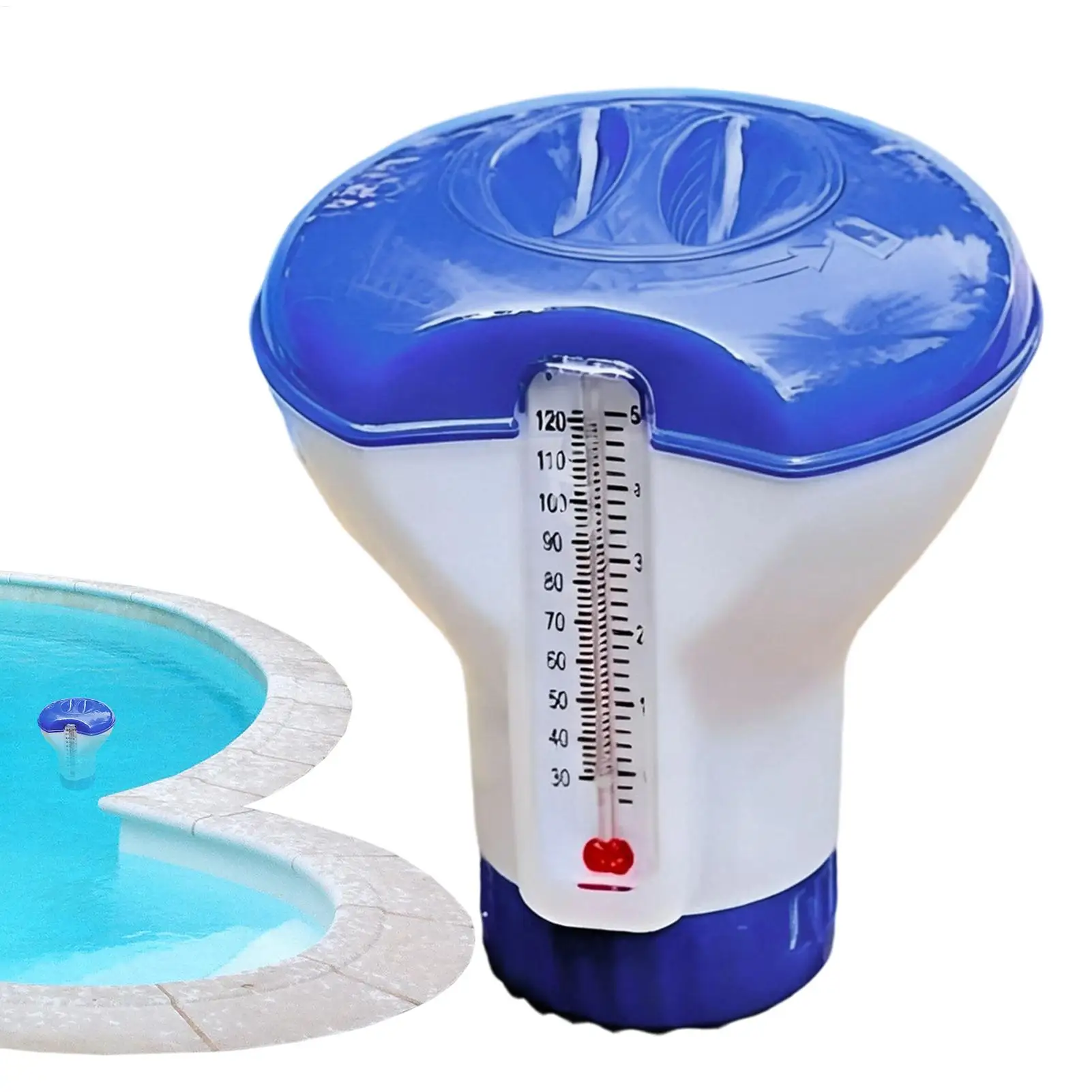 Chlorine Floater Tablet Dispenser with Temperature Gauge Chlorine Dispenser for Resort Hotel Home Garden Beach Lake Outdoor Spa view 2