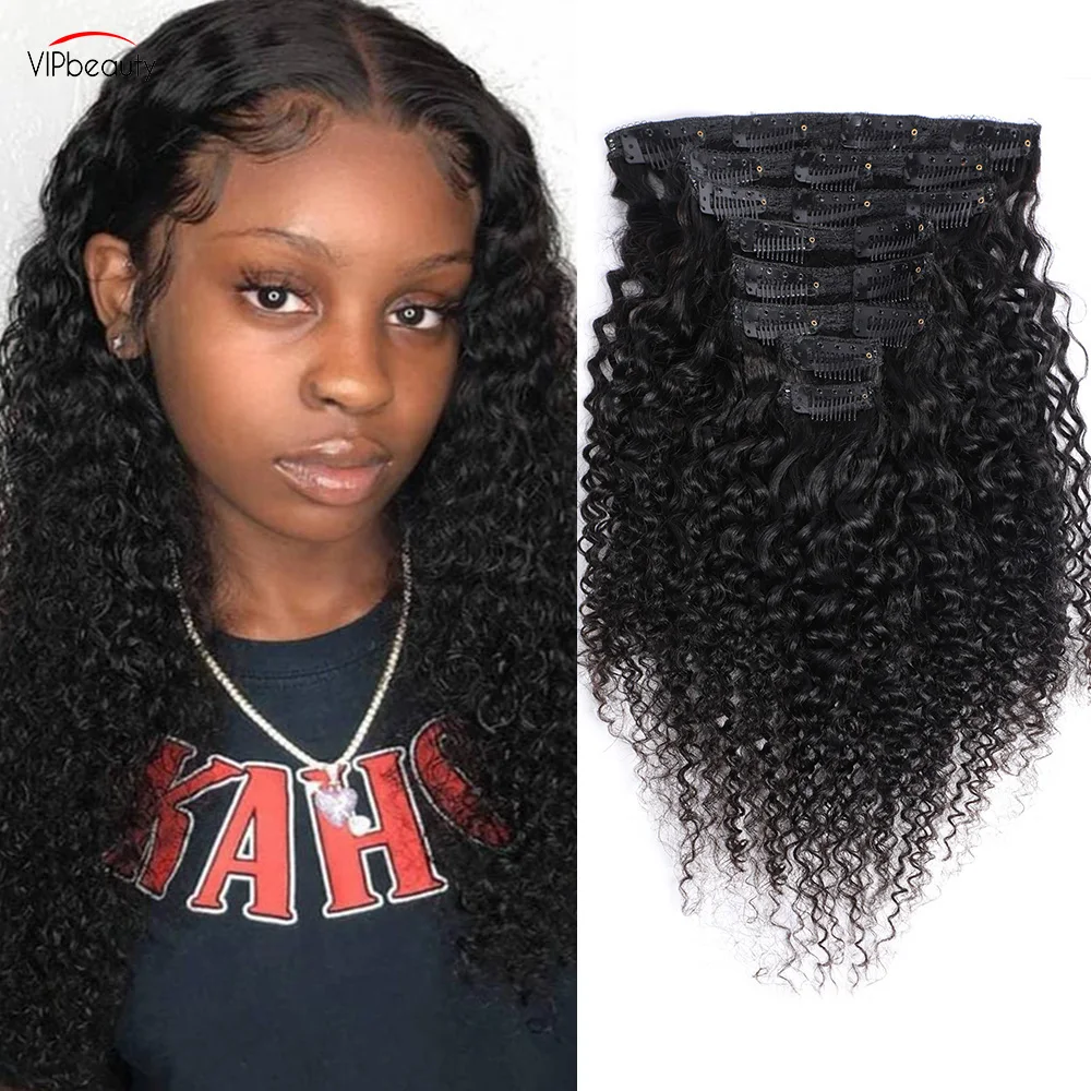 

Alibele Clip Ins Человеческие волосы Легкая установка Натуральные черные человеческие волосы на заколке для наращивания волос Kinky Curly Afro Kinky Curly