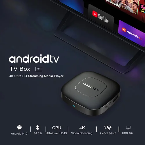 Imagen 2 del producto Android13 Smart Home Theater TV Box AllwinnerH313 Asistente de Google Netflix Streaming Bluetooth reproductor multimedia 2G16G 2,4G5G Wifi T1