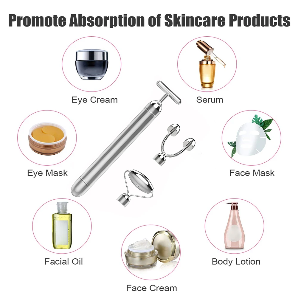 3 في 1 الكهربائية الوجه الأسطوانة الفولاذ المقاوم للصدأ الجمال الوجه الأسطوانة مجموعة شد الوجه العناية بالبشرة عيون الأنف الأسلحة الساقين الجسم مدلك #6