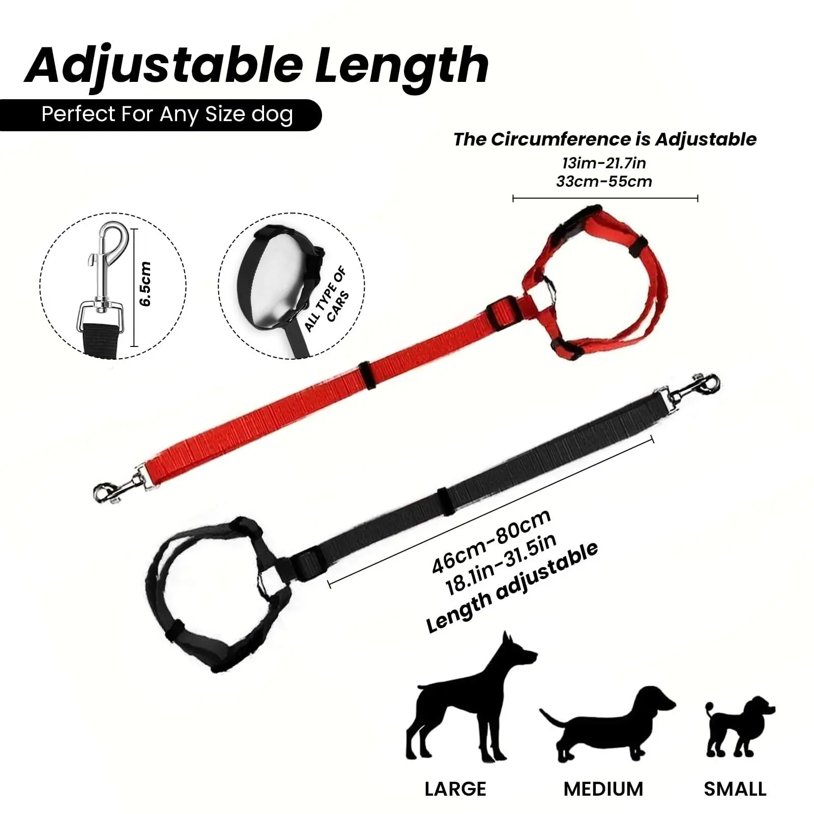 Solid Color Two-in-one Pet Car Seat Belt Nylon Lead Leash Backseat Safety Belt Adjustable Dogs Harness Collar Pet Accessories view 2