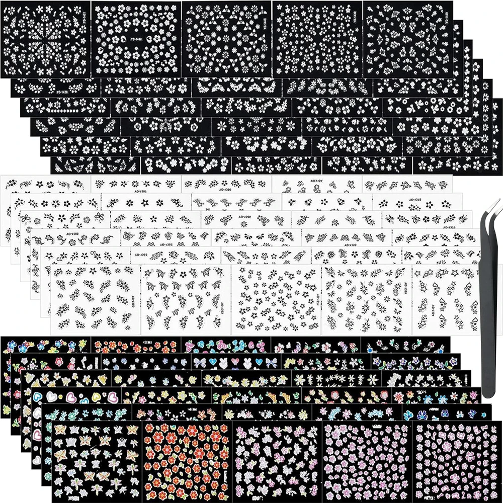 

4000 шт., разноцветные 3D-Наклейки для ногтей, 60/70/90 листов