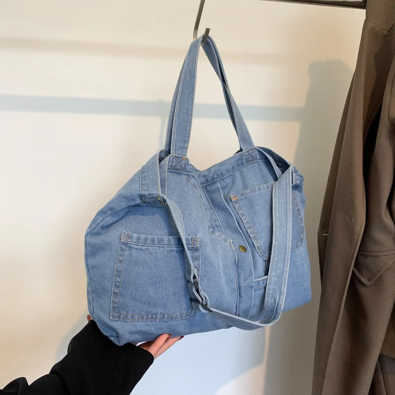 Overlarge Denim Tote Bags for Women Casual Canvas Shoulder Bag Jean Shopper Purses and Handbags 2023 Big Hobos Crossbody Bag Ins