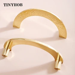 Handmade Hammer Pattern/ Brass Round Semicircular Cabinet Door Knob Handle Desk Drawer Pulls Modern Knobs Furniture Hardware