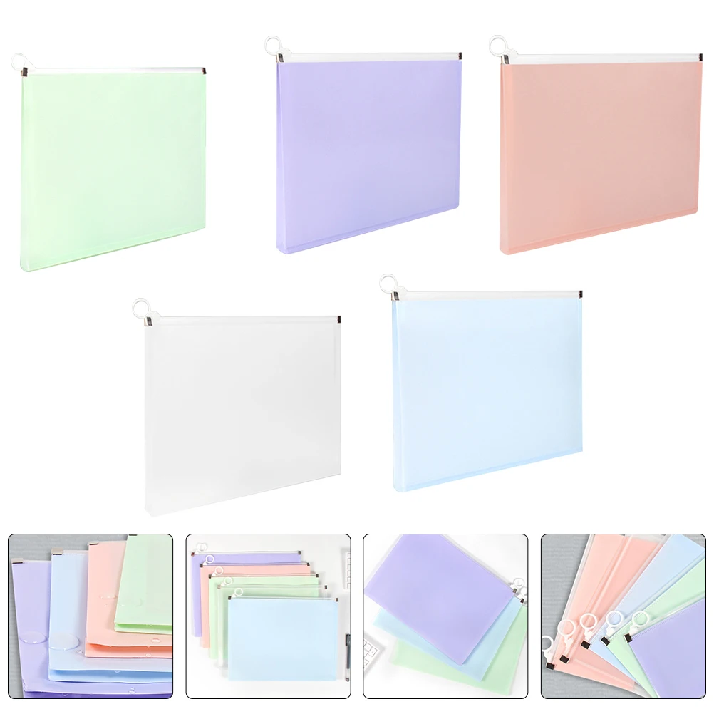 

5pcs Zipper Pencil Pouch Cases Large Capacity Stationery Bag Pen Storage Container Portable Makeup Case For School