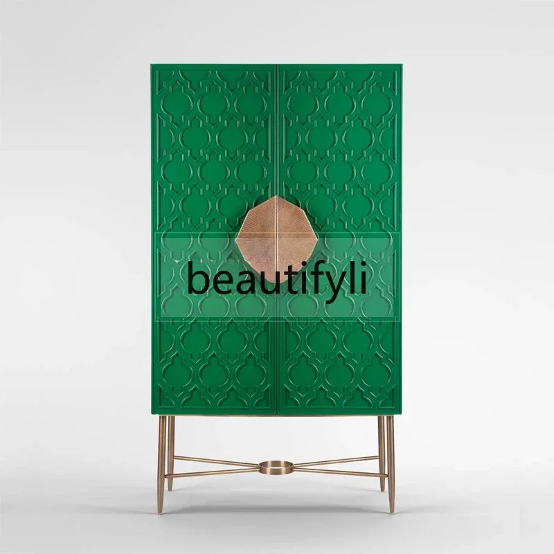 French solid wood luxury entrance vertical small wardrobe modern simple high-end wall decorative cabinet