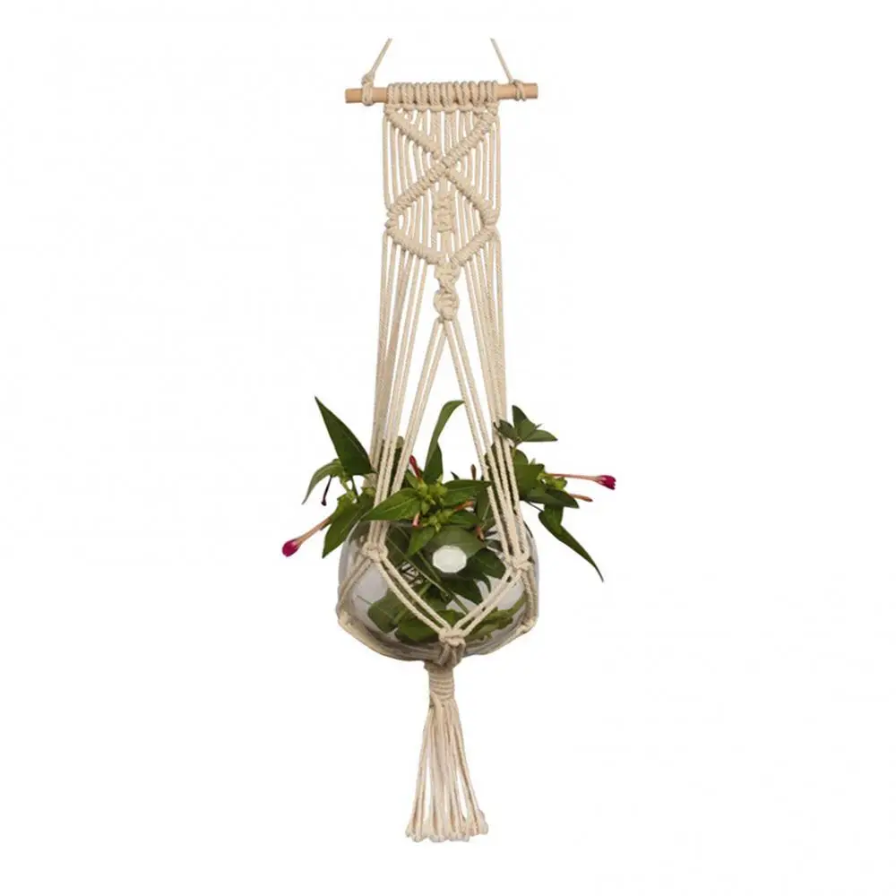 Holder Pot Planter Hanging Plant Basket Hanger Cotton Rope Macrame Braided Craft