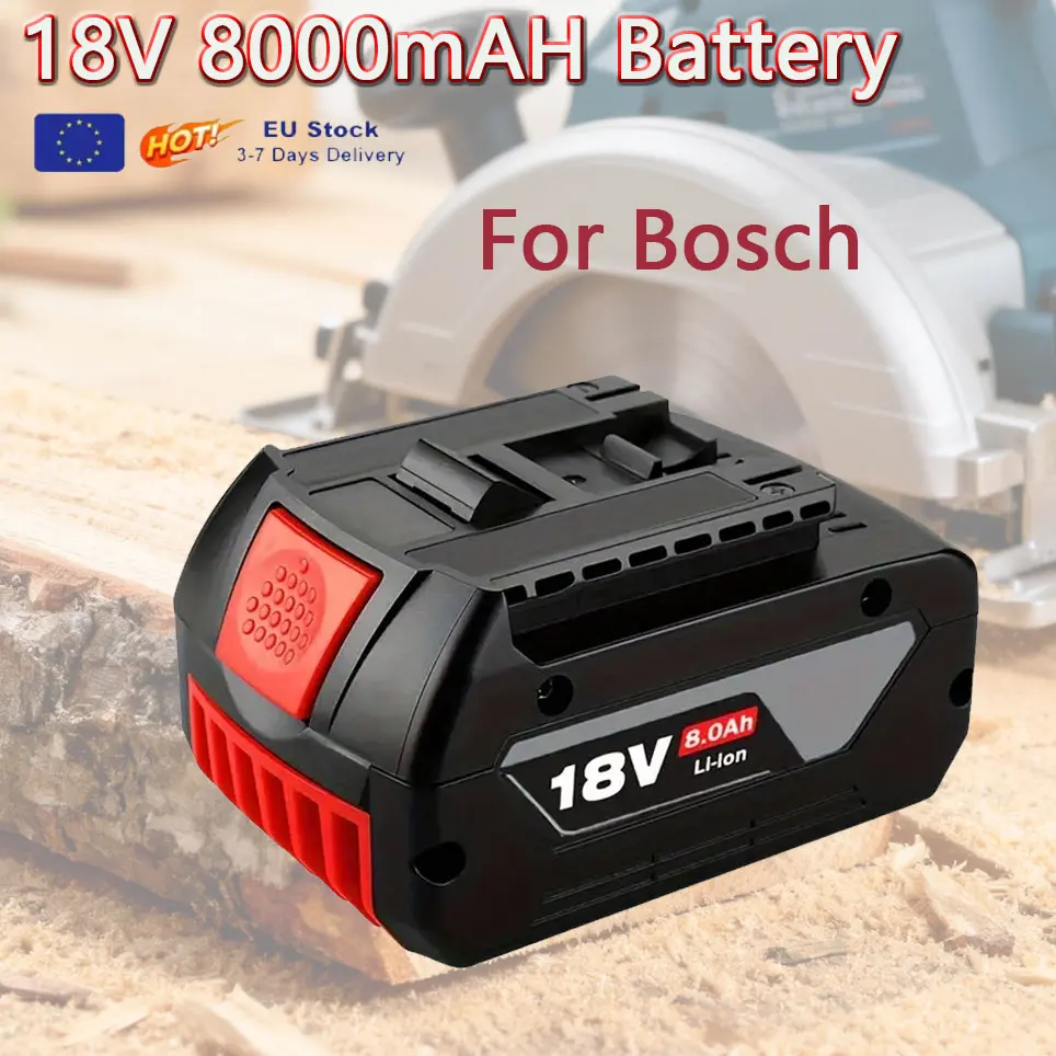 Batería de Iones de Litio de 18 V y 8.0 Ah para la Serie Profesional Bosch de 18 V, Taladro Percutor, Amoladora de Impacto, Repuesto para Herramientas Eléctricas