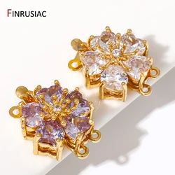18K Gold Plated Brass Flower Layered Necklace Clasps,Hollow Slide Connector Clasps For Bracelet Making,DIY Jewelry Findings
