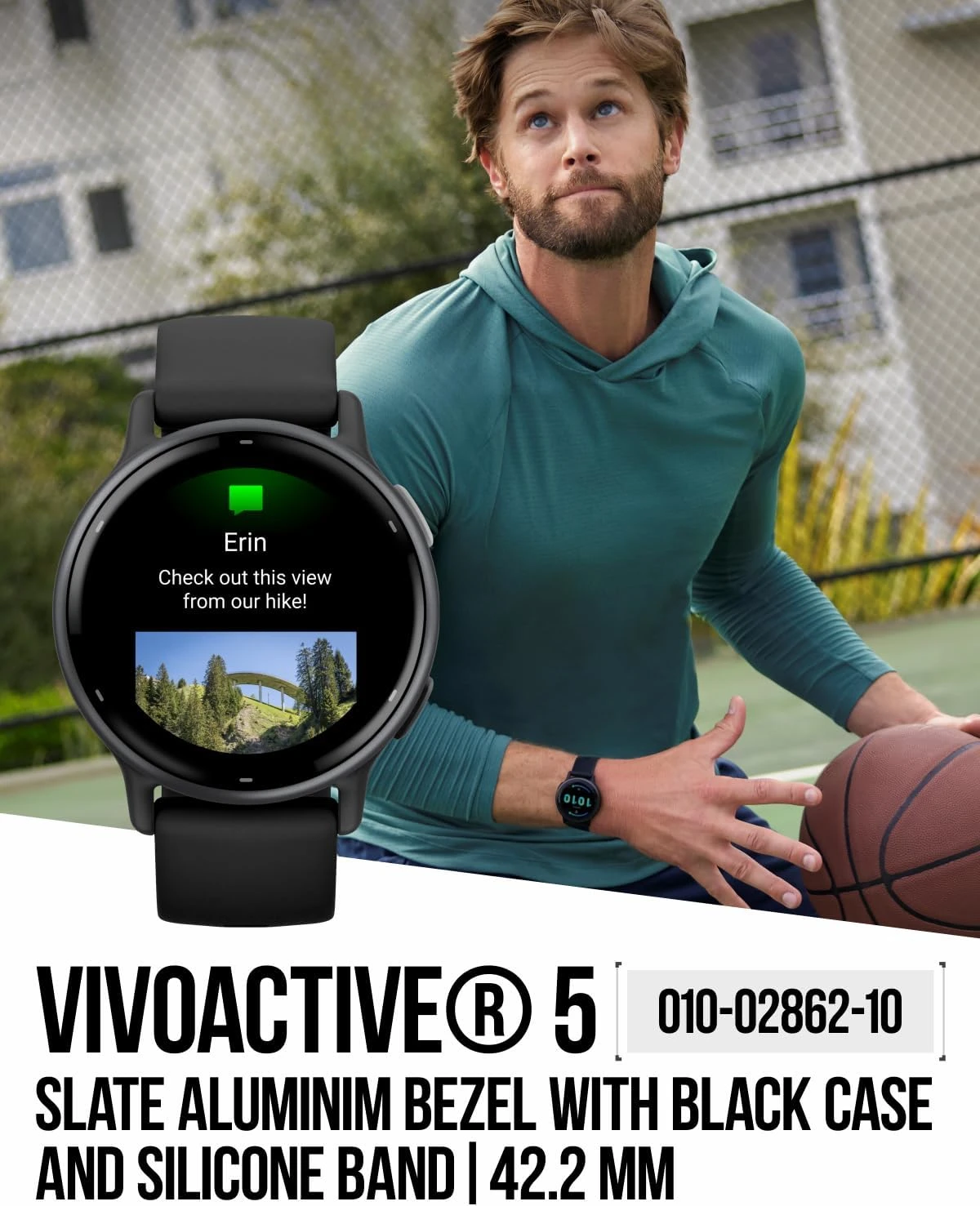 Vivoactive 5 Health and Fitness GPS Smartwatch, 1.2 in AMOLED Display, Up to 11 Days of Battery, Slate Aluminim