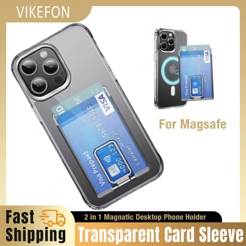 YsFor Magsafe IPhone1716 15 14 12 2 in 1 Porta carte magnetiche per telefono Staffa per carte magnetiche per archiviazione di carte bancarie Custodia sicura per telefono