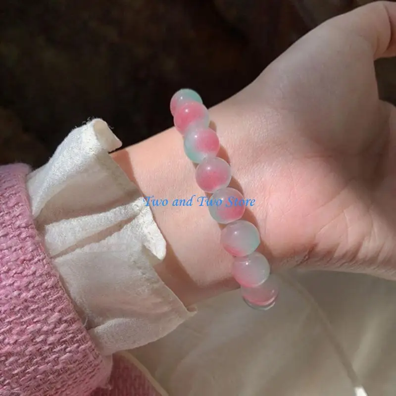 

HX6F Strand Bracelets Crystal Beads Wrist Chain Hand Link Girls Elastic Rope Bangle