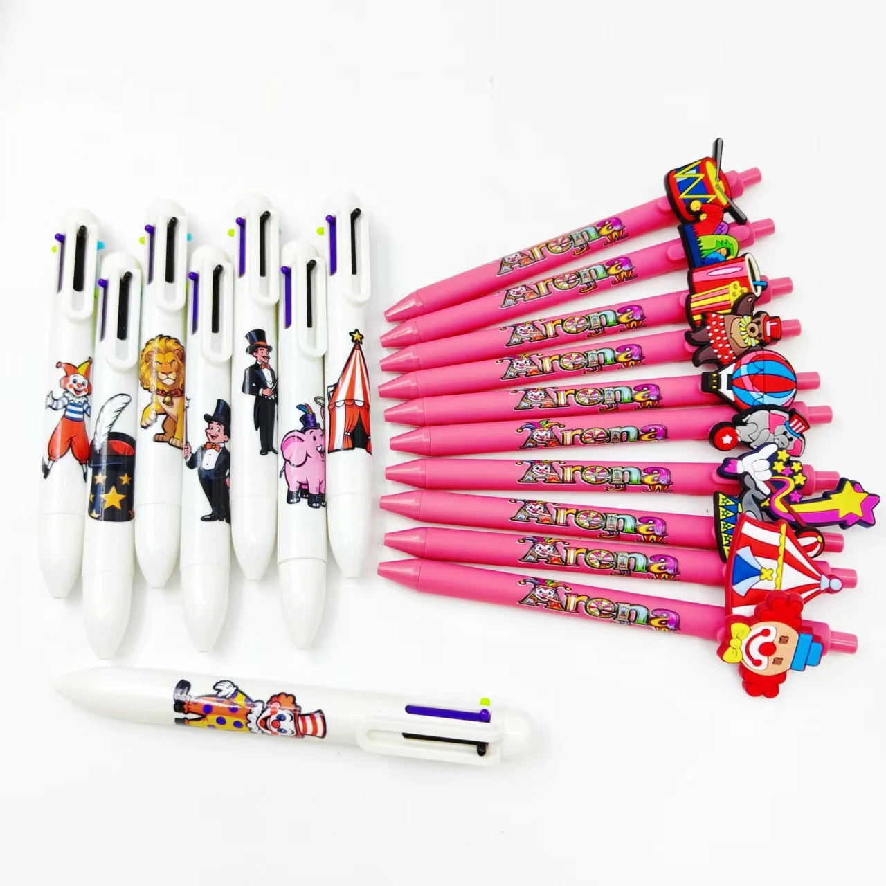 

10pcs(4pcs ballpoint pen +6pcs gel pen) Circus theme modeling patch printing gel pen 6-in-1 multicolor ballpoint pen