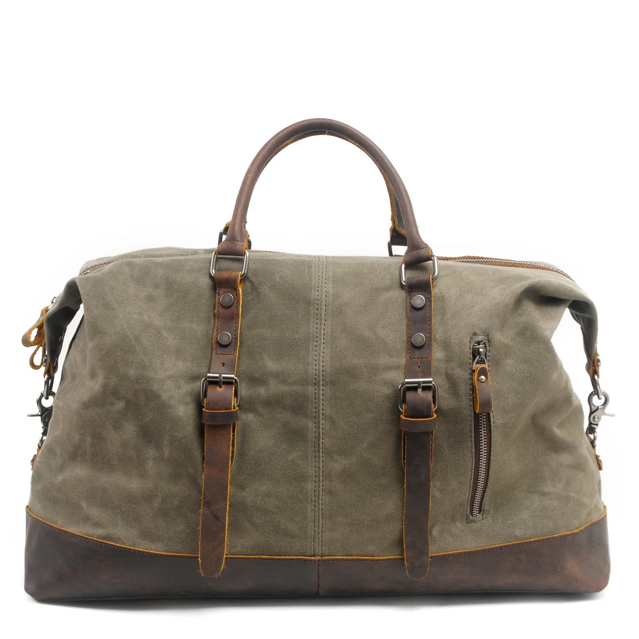 

Canvas Leather - Trimmed Gym Duffle - Ventilated Pockets, Ideal for Sports & Workouts