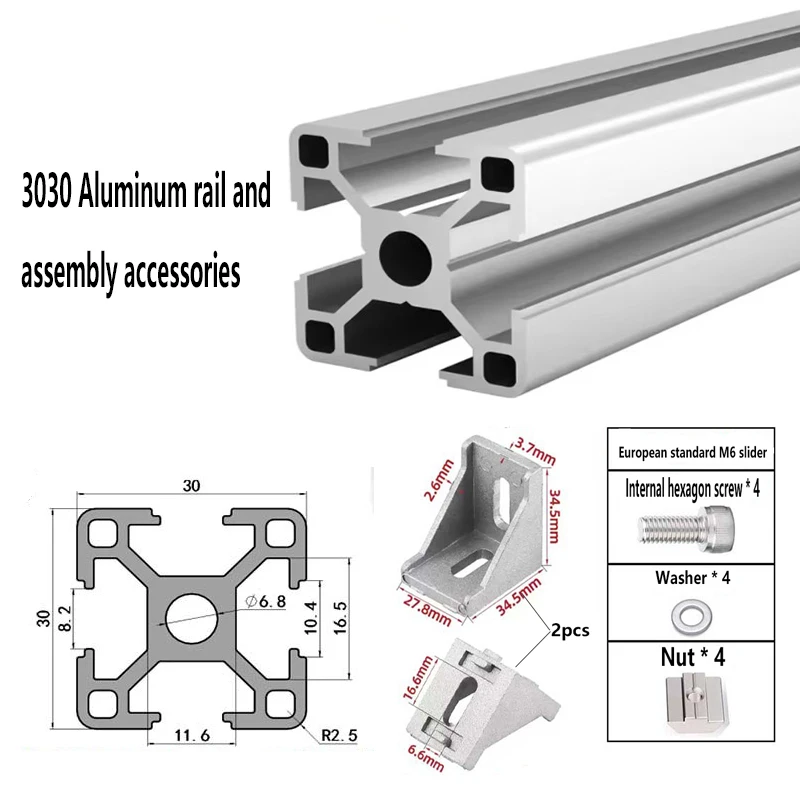 CNC Aluminum Profile 3030 Extrusion 100mm-550mm EU Standard 3D Printer Parts And Corner Bracket Kit Screws Washers Nuts Set