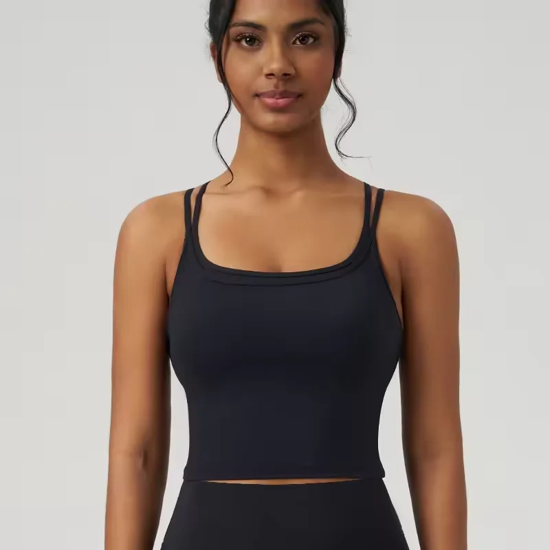 Women's Lightweight Firm Control Fitness for Spring Breathable Gym Vest with Built-In Support for Running Yoga
