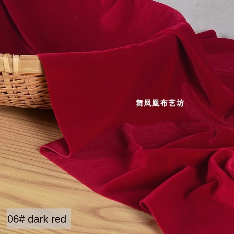 Velvet Fabric Wine Red Matte Four Sided Elastic Cheongsam Dress Apparel Sewing Fabric Cloth Meters Polyester Spandex Material