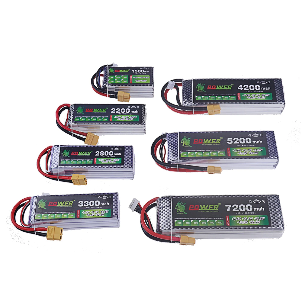 14.8V RC LiPo Battery 4S 1500mAh 2200mAh 3300mAh 4200mAh 5200mAh 7200mAh 60C XT60/T Plug For Car RC Drone Racing Car Spare Parts