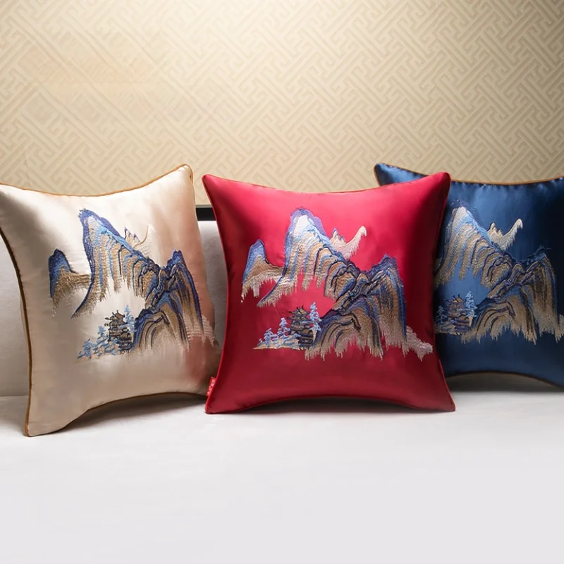 

New Chinese Sle Redwood Sofa Pillow Living Room Cuion Embroidered Barest Pillow with Core Bed Head Pillow Large Cuion