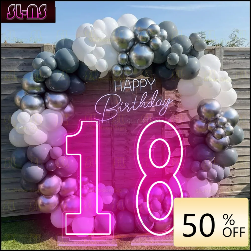 Large Numbers 100cm number 1 Neon 40 inch RGB Flashing Digital Light sweet 1 12 18 21 year old birthday gift baby night light