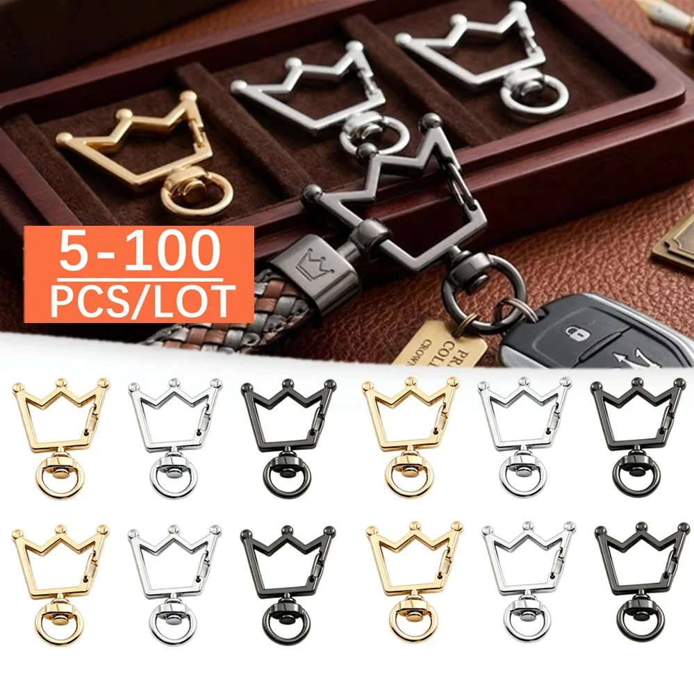 5/50/100Pcs Metal Keychain with Lobster Clasp Snap Hook Spring Ring Buckle Rotary Clasp Key Ring for DIY Jewelry Making Supplies