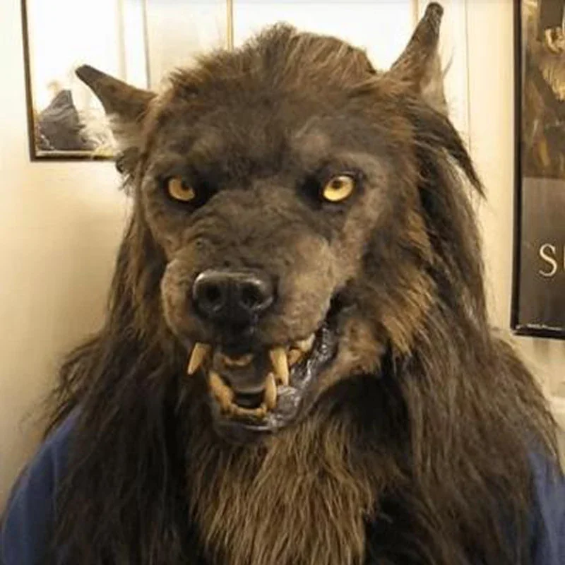 Animal Wolf Mask Werewolf Headwear Light-up Realistic Wolf Mask Carnival Masquerade Halloween Cosplay Scary Full Head Latex Mask