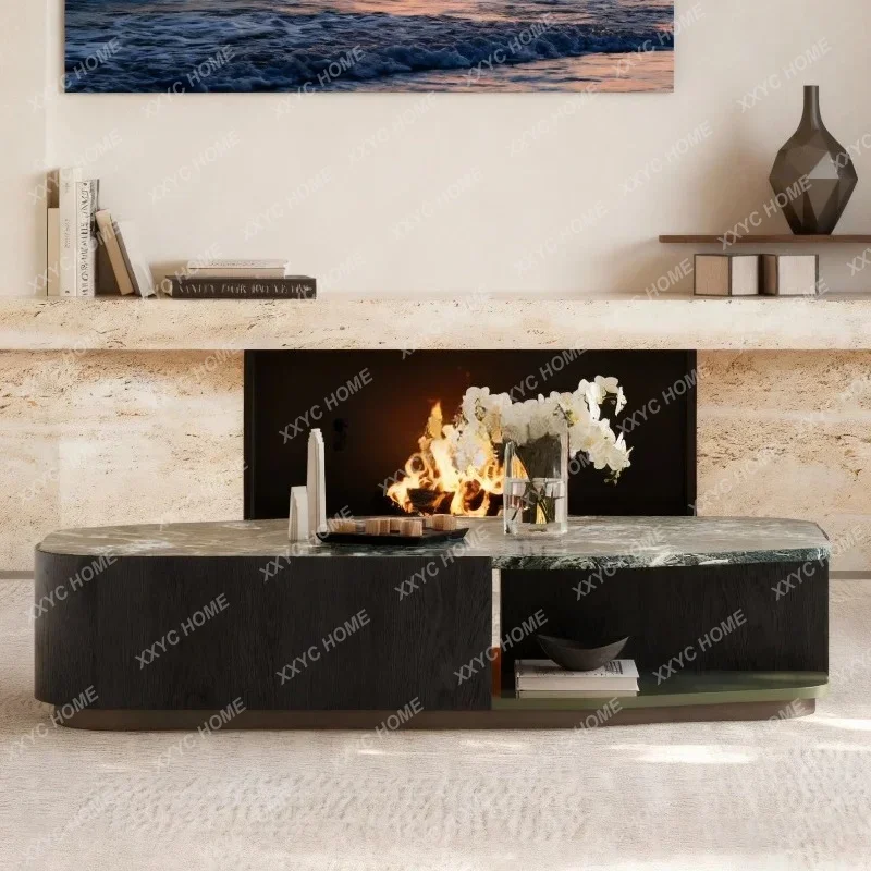 Lminimalist high-end luxury stone coffee table large flat-floor villa special-shaped coffee table