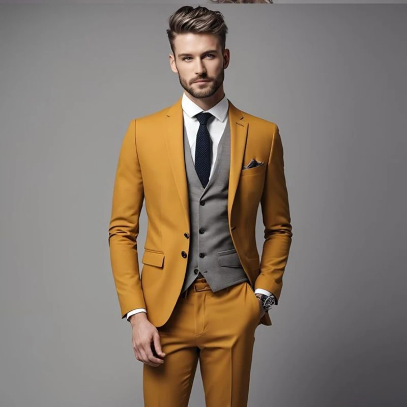 

Luxury Blazer 3 Piece Jacket Pants Vest Male Clothing Single Breasted Notch Lapel Slim Fit Blazer Chic Men's Suits Terno 2024