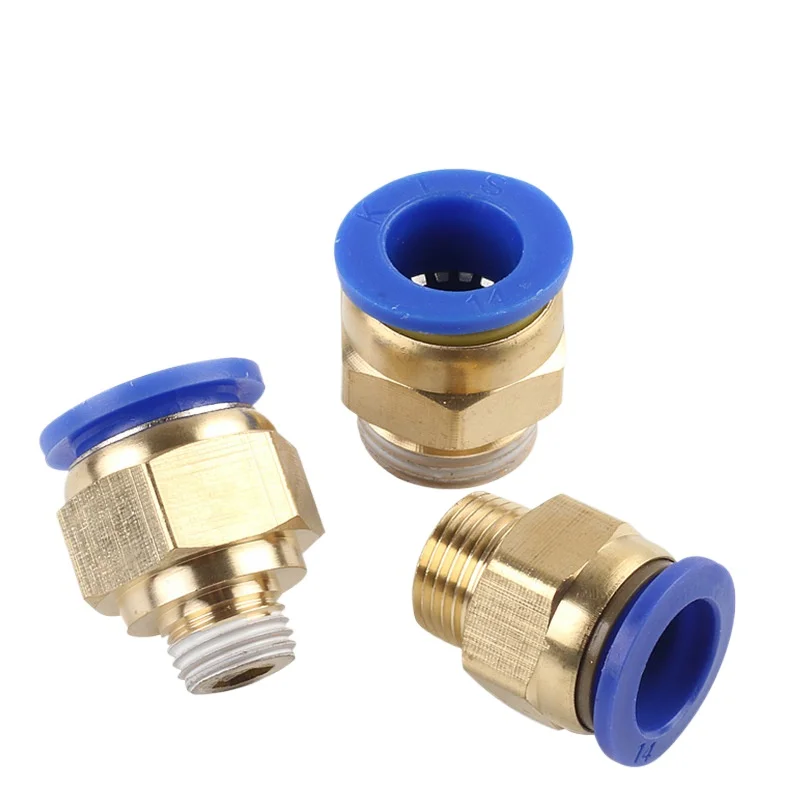 PC4-16 Brass Thread Quick Coupling, Air Hose Fittings, M5 1/8" 1/4" 3/8" 1/2" Pneumatic Connector PC4-02 PC12-03 PC14-04 PC16-06