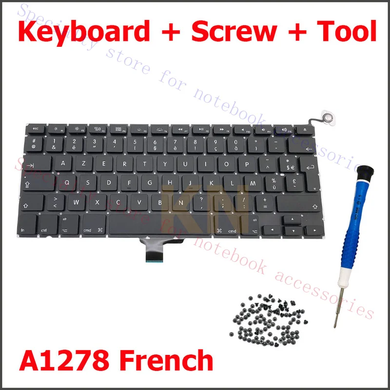 FFF+ New French Keyboard with Screw For MacBook Pro 13 A1278 2009 2010 2011 2012