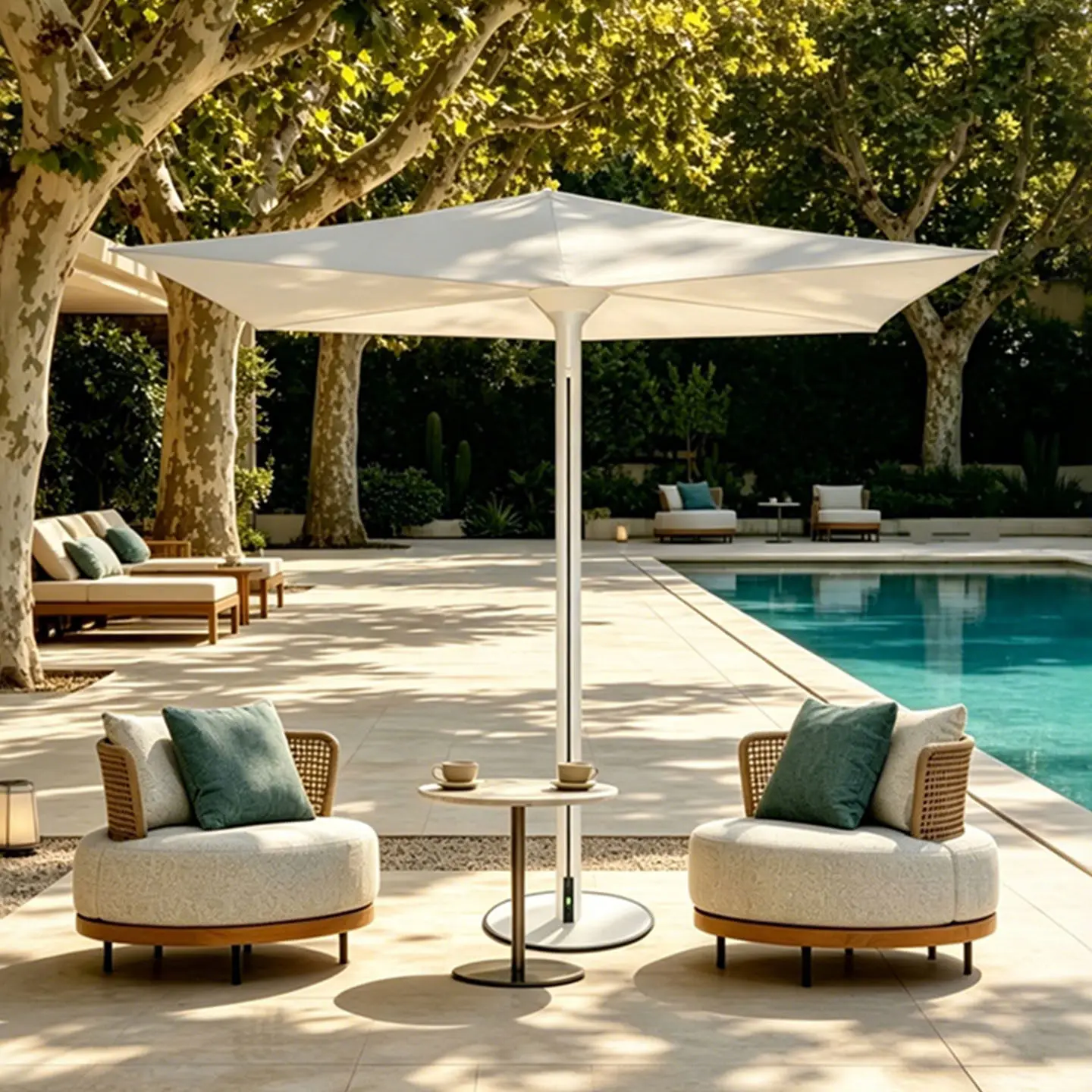 Outdoor Telescopic Folding Sunshade Umbrella Polyester Fabric Parasol for Garden Balcony Courtyard Cafe Patio