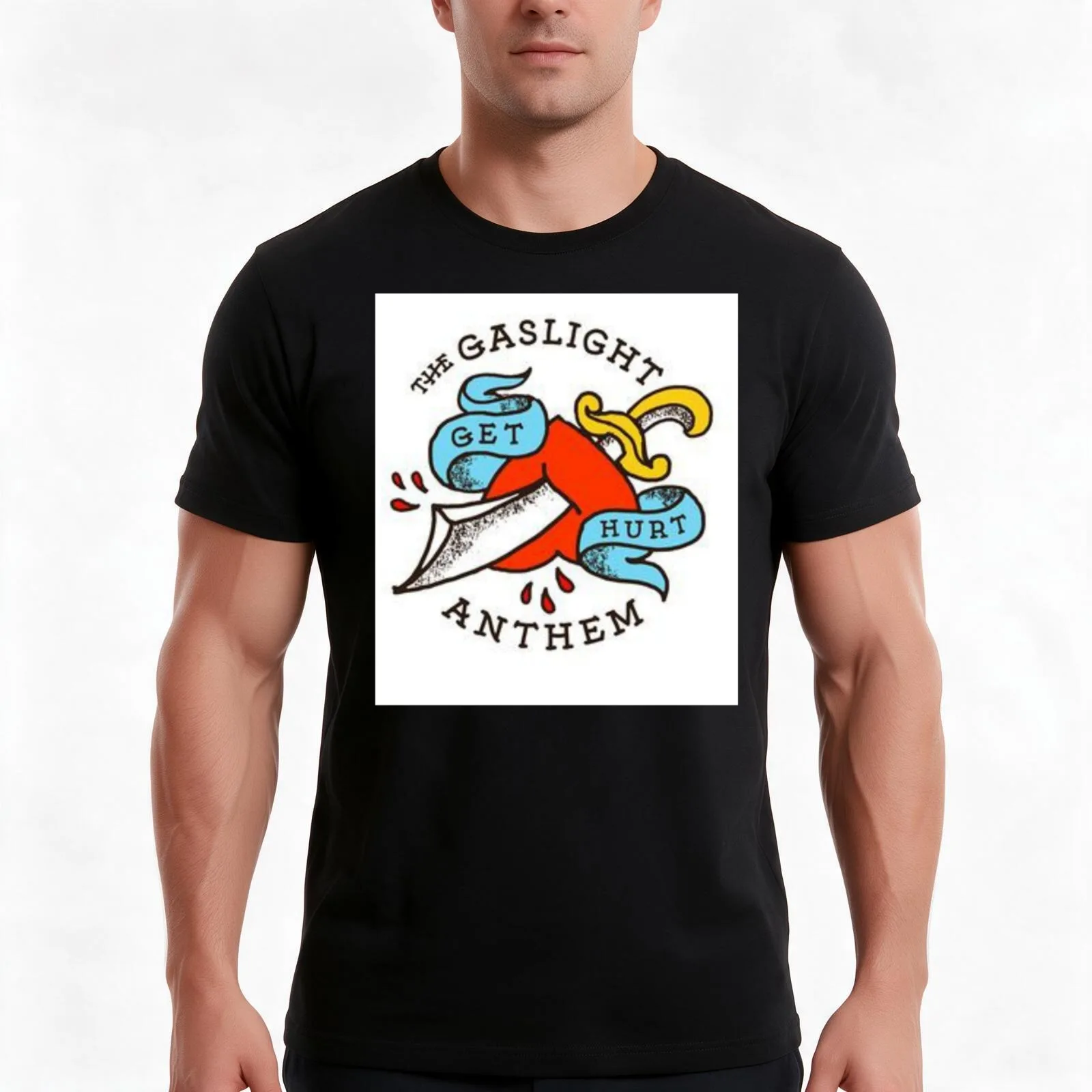 The Gaslight Anthem T-Shirt, Summer Casual Cotton Tee, Oversized Streetwear Tops, Vintage Graphic Print, Loose Fit Short Sleeve