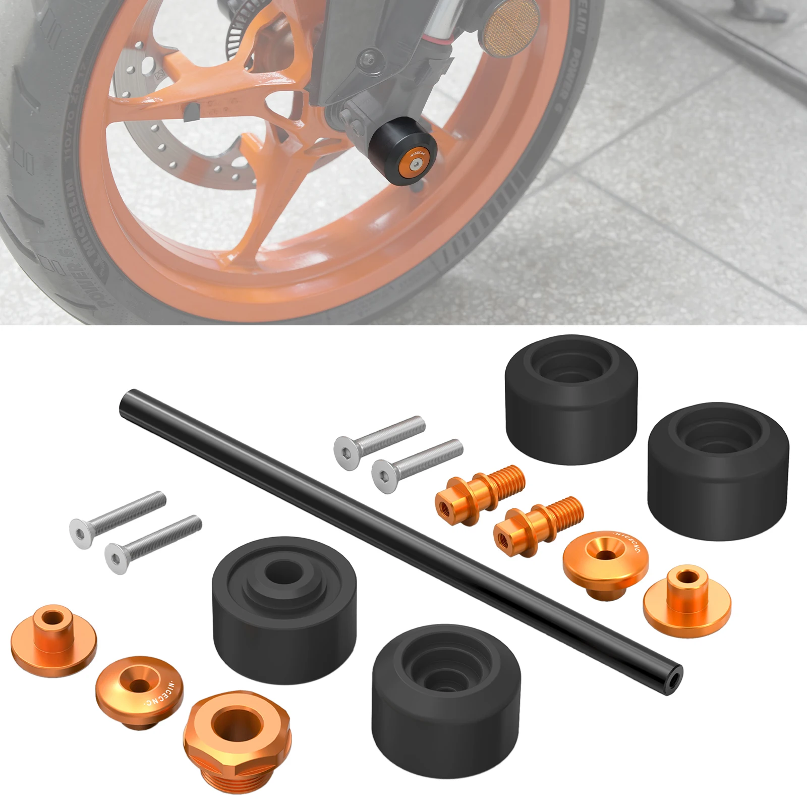 For 2025 KTM 390 Adventure R/X Motorcycle Falling Protection Front/Rear Wheel Axle Sliders for KTM 390 Duke 250 Duke 2024-2025