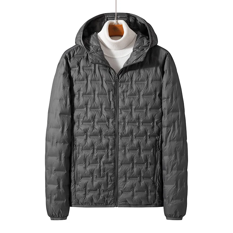 

Winter White Down Jacket Men Graphene Self-heating Windproof Pleated Hooded Puffer Jackets Casual Warm Down Coats Male Clothing