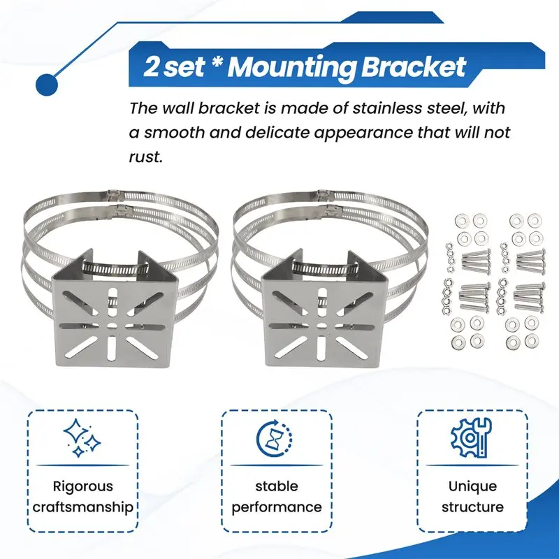 J1UL1N 2Pcs Universal Wall Mounting Bracket With 6 Loops, Stainless Steel Vertical Pole Mount Adapter For CCTV Security Camera