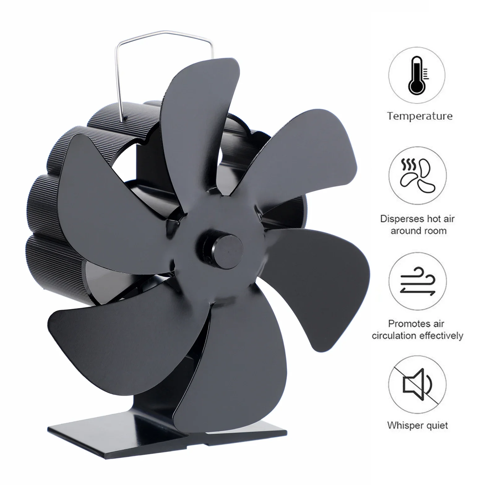 Fireplace Fan 6 Blades Stove Fan  Energy Efficient Fan With Overheating Protection Stoves Accessories Powerless Quiet Operation