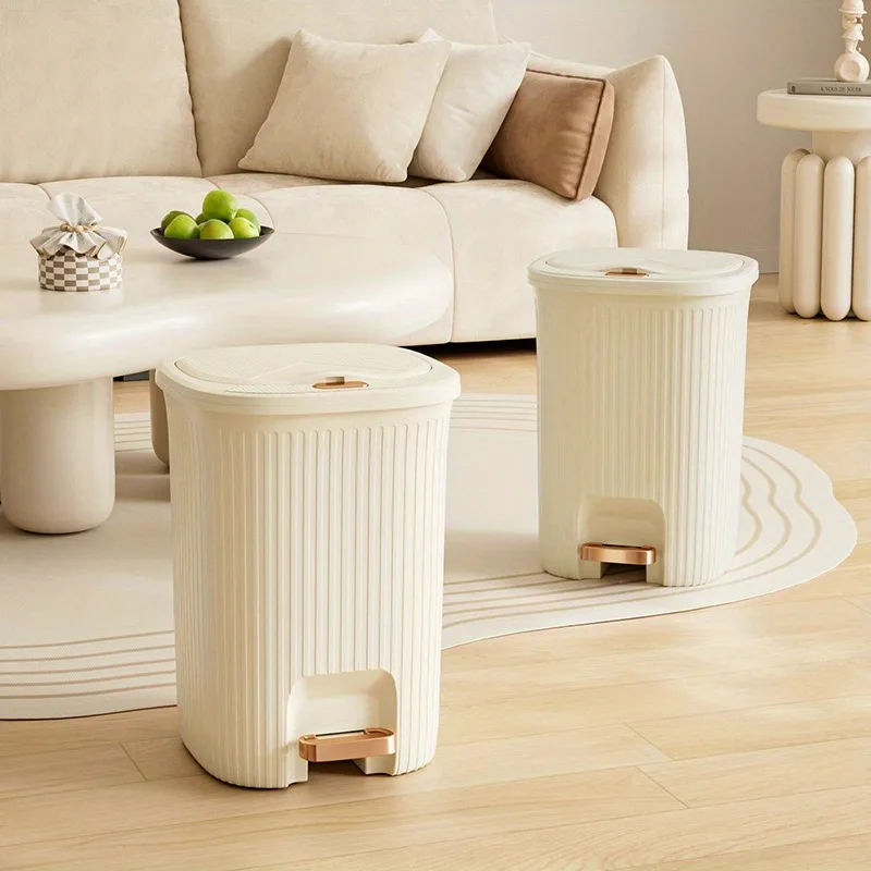 Trash Can with Lid Kitchen Standing Trash Can Large-capacity Bin Dustbin Bathroom Bucket Toilet Wastebasket Household Items