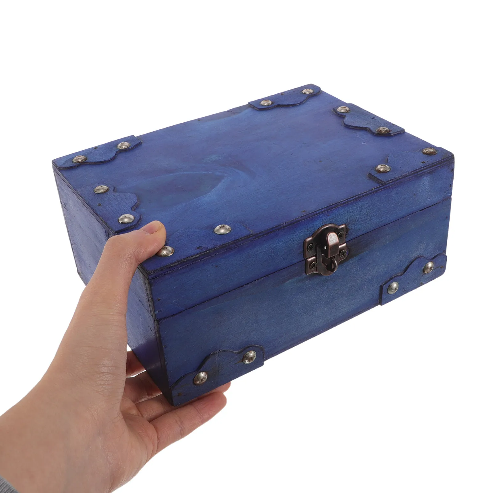 

Запираемая винтажная деревянная шкатулка для украшений в ретро-стиле, декоративный сундук для хранения ожерелий, браслетов, мелочей, для демонстрации фотографий