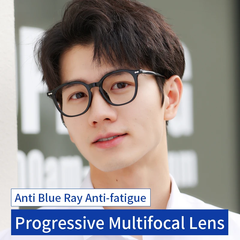 Multifocus Reading Glasses Progressive Multifocal Lens  Anti Blue Ray Anti-fatigue for Men,Lightweight TR90 Full frame Fashion