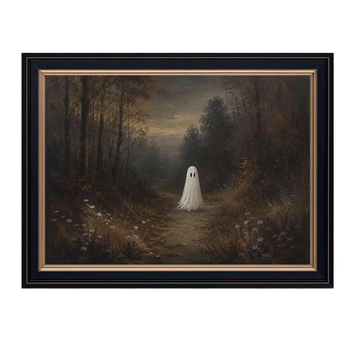 Framed Vintage Halloween Wall Art Moody Fall Forest Ghost ing Aesthetic Autumn Art Print Poster Cute Spooky Landscape Pictures