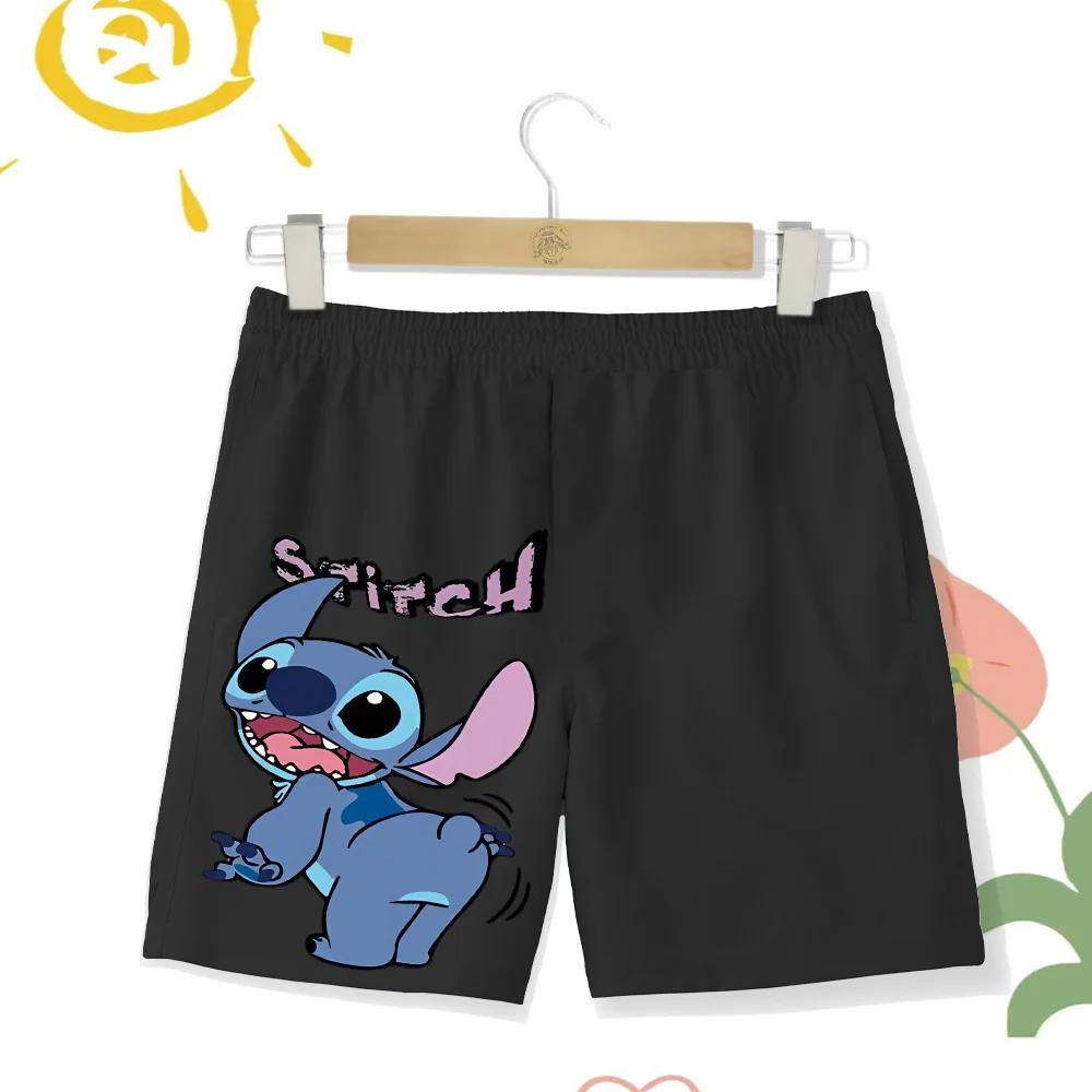 Kids Disney Collection Bath Spa Beach Shorts Summer Beach Shorts Girls Boys Cute Fun 2dStitch Printed Stretch Waist Shorts