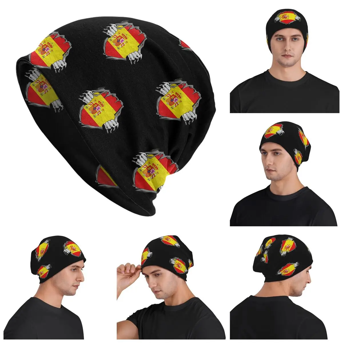 National Flag. Spain. Skullies Beanies Hats Warm Autumn Winter Outdoor Cap Knitted Bonnet Caps for Men Women Adult